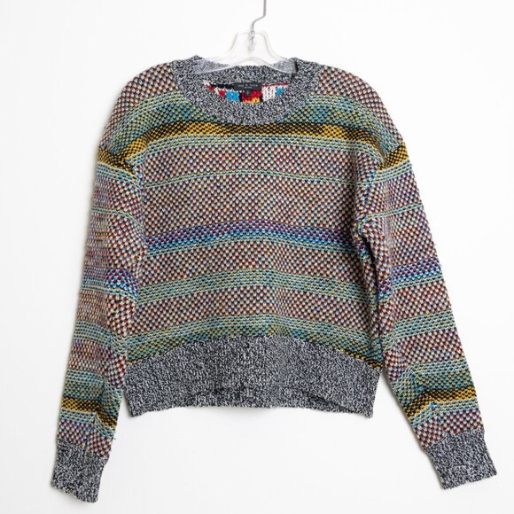 rag & bone Willow Rainbow Sweater 100% Merino Wool Chunky Colorful - Picture 3 of 14
